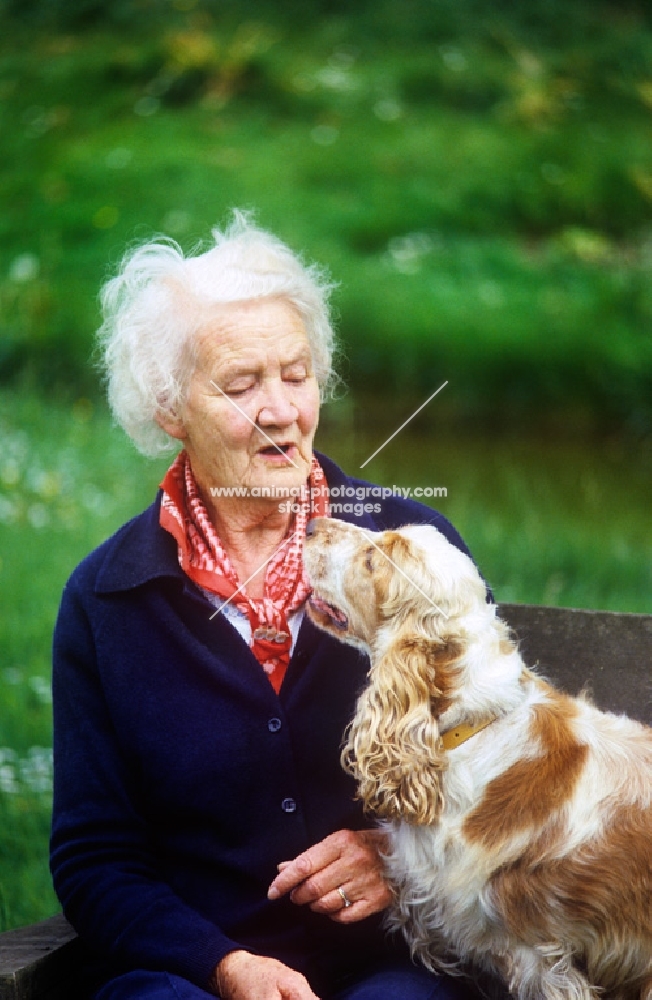 grey haired lady with her cocker spaniel